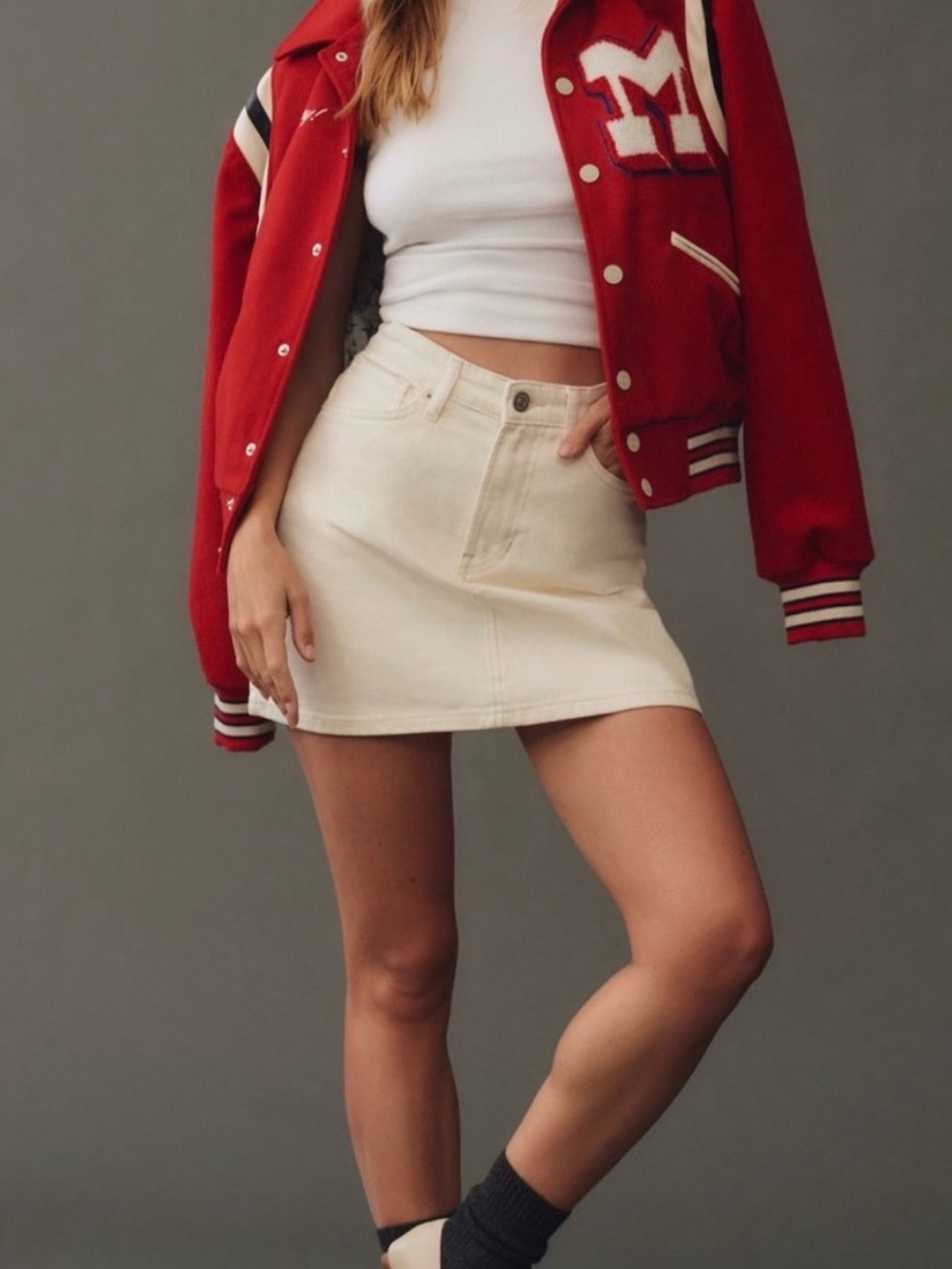 REFORMATION Jeans Lydia High Rise Denim Mini Skirt in Fior Di Latte Size 26